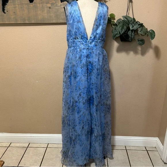 Lulus Garden of Passion Blue Floral Print Organza Maxi Dress - Picture 4 of 8